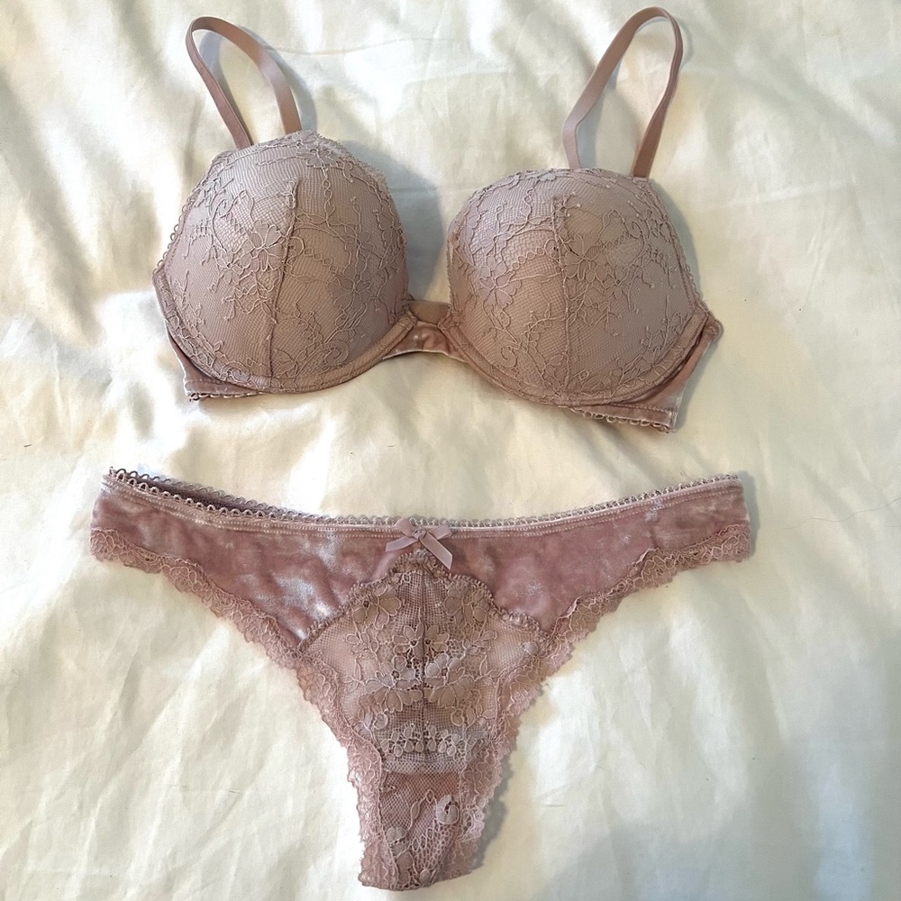 Victoria’s Secret Lavender Velvet Bra and Panty Set